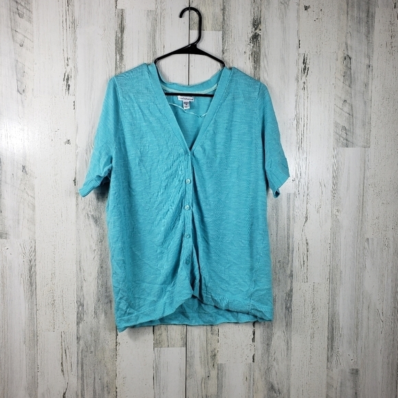 3/$15 croft and barrow light blue short sleeve sweater women's plus size 1X - Picture 1 of 10